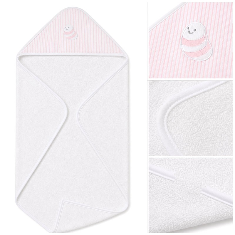 baby triangle hooded towel coccode firenze apina rosa embroidered hood detail