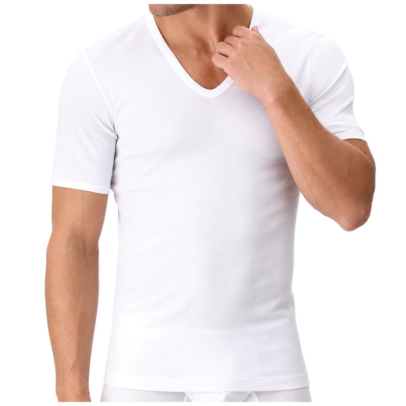 Men’s V-neck T-shirt in lisle cotton...