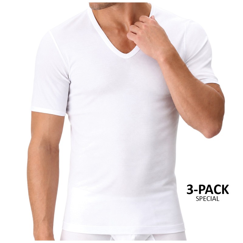Set di 3 T-shirt uomo Collo V in filo...