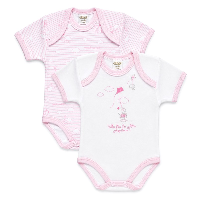 ody neonato cotone mezza manica OEKO-TEX Ellepi set 2 pezzi