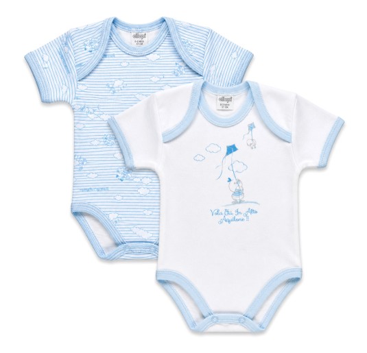Body neonato cotone mezza manica OEKO-TEX Ellepi set 2 pezzi 0-24 mesi 2