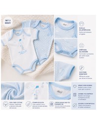 Dettaglio tessuto body neonato puro cotone con scollo all’americana Ellepi