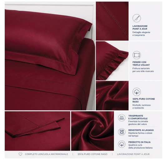 Double bed sheet set in pure cotton sateen with O.G. –... 2