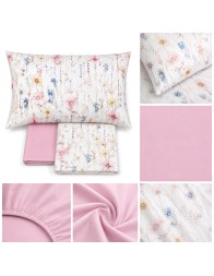 Prato Fiorito double bed linen set in cotton percale made in Italy
