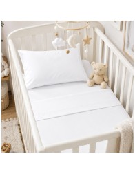 Solid color pure cotton sheet set for baby cot bed - Monocolore Baby - Corredo Italiano