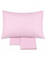 Completo lenzuola lettino puro cotone rosa con federa coordinata