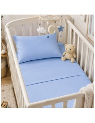 Completo lenzuola lettino puro cotone in cameretta neonato con orsacchiotto