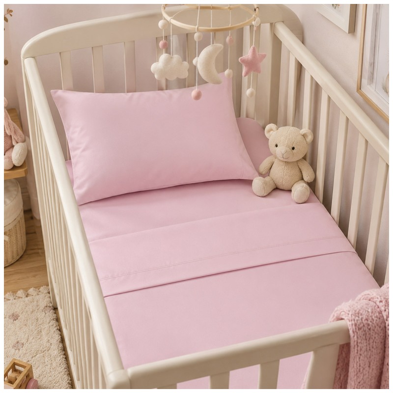 Completo lenzuola lettino puro cotone in cameretta neonato con orsacchiotto