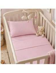 Completo lenzuola lettino puro cotone in cameretta neonato con orsacchiotto