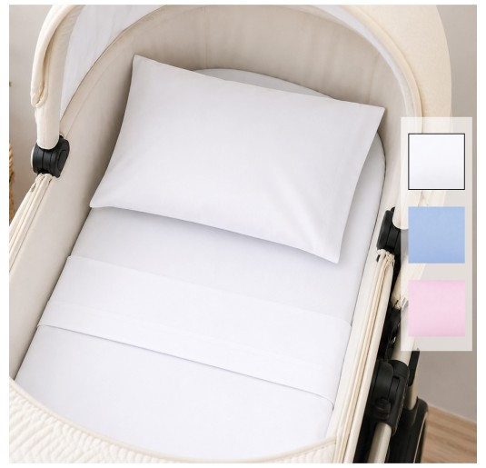 Cotton sheet set for cradle/pram - Monocolore Newborns - Corredo Italiano