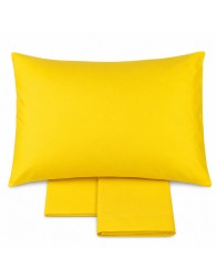 Completo lenzuola lettino puro cotone giallo con federa coordinata