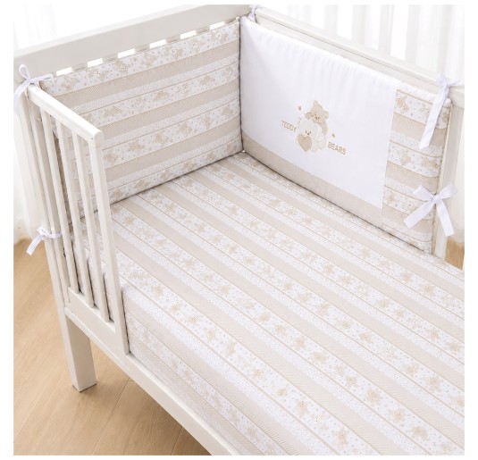 Set copripiumino con paracolpi per lettino baby - Teddy Bears - La Fatina