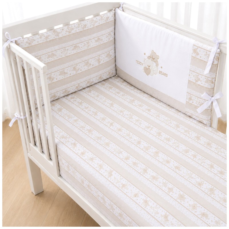 Set copripiumino con paracolpi per lettino baby - Teddy Bears - La Fatina