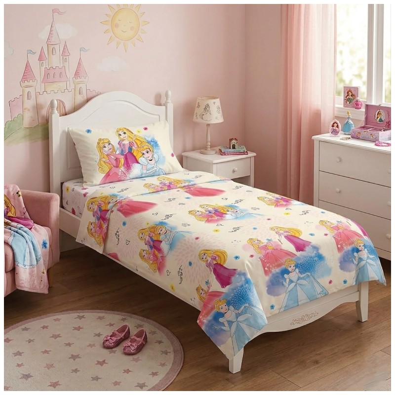 Pure Cotton Single Bed Sheet Set - Princess - Disney
