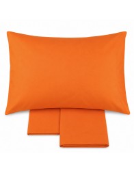 Completo lenzuola lettino puro cotone arancione con federa coordinata