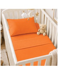 Solid color pure cotton sheet set for baby cot bed - Monocolore Baby - Corredo Italiano