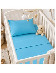 Completo lenzuola lettino puro cotone in cameretta neonato con orsacchiotto