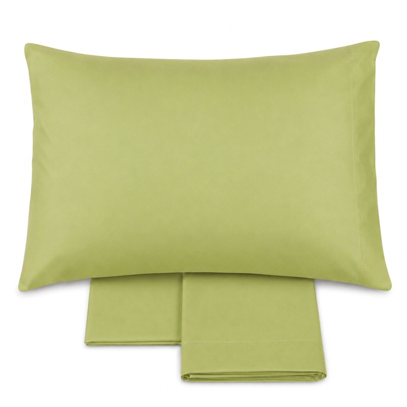 Completo lenzuola lettino puro cotone pistacchio con federa coordinata