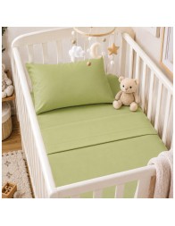 Solid color pure cotton sheet set for baby cot bed - Monocolore Baby - Corredo Italiano