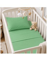 Solid color pure cotton sheet set for baby cot bed - Monocolore Baby - Corredo Italiano