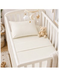 Completo lenzuola lettino puro cotone in cameretta neonato con orsacchiotto