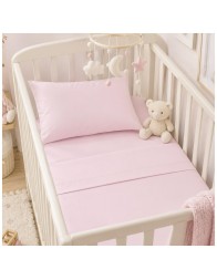 Solid color pure cotton sheet set for baby cot bed - Monocolore Baby - Corredo Italiano