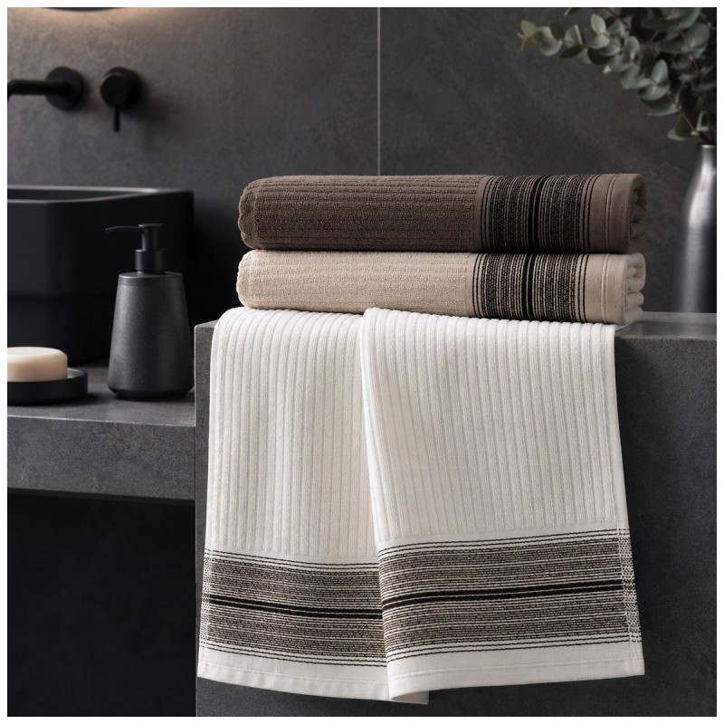 Set asciugamani Ondina in cotone 100% con bordo rigato elegante