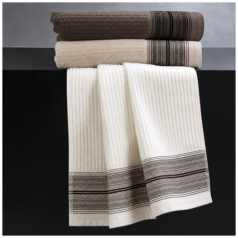 Set asciugamani Ondina in cotone 100% con bordo rigato elegante