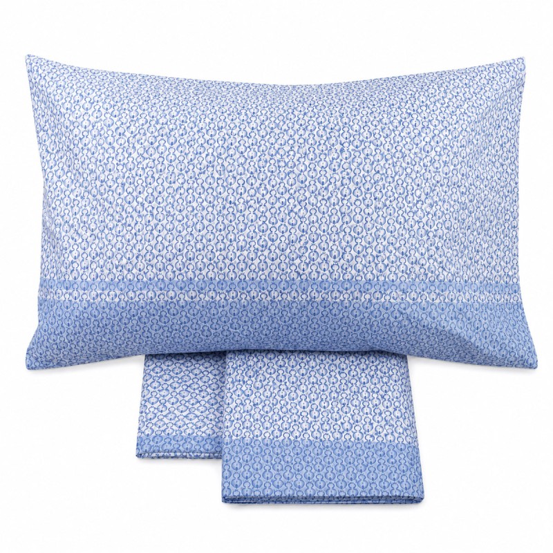 Set lenzuola cotone 1 piazza Otranto con fantasia tartan city azzurra