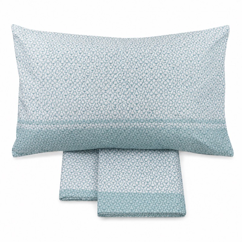 Pure cotton single bed sheet set with modern green pattern