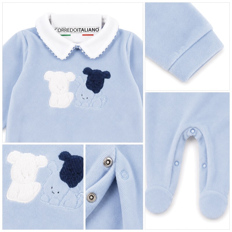 Baby romper in chenille with central...
