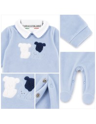 Baby romper in chenille with central puppy appliqué - TU7750C - Le Chicche
