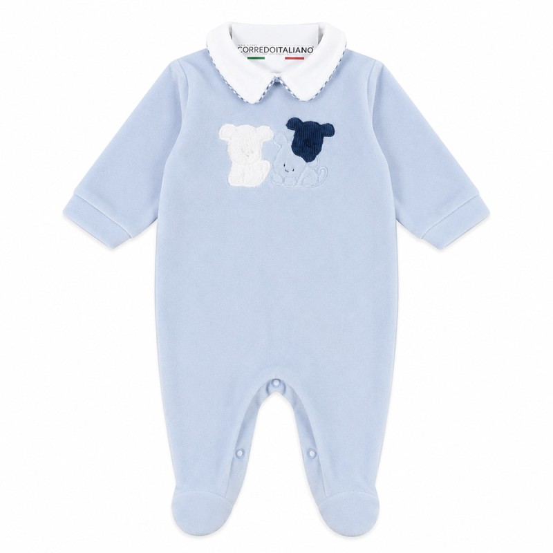Baby romper in chenille with central...