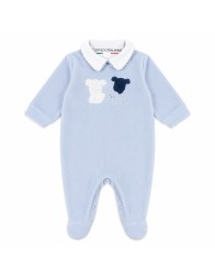 Tutina neonato in ciniglia con cuccioli centrali