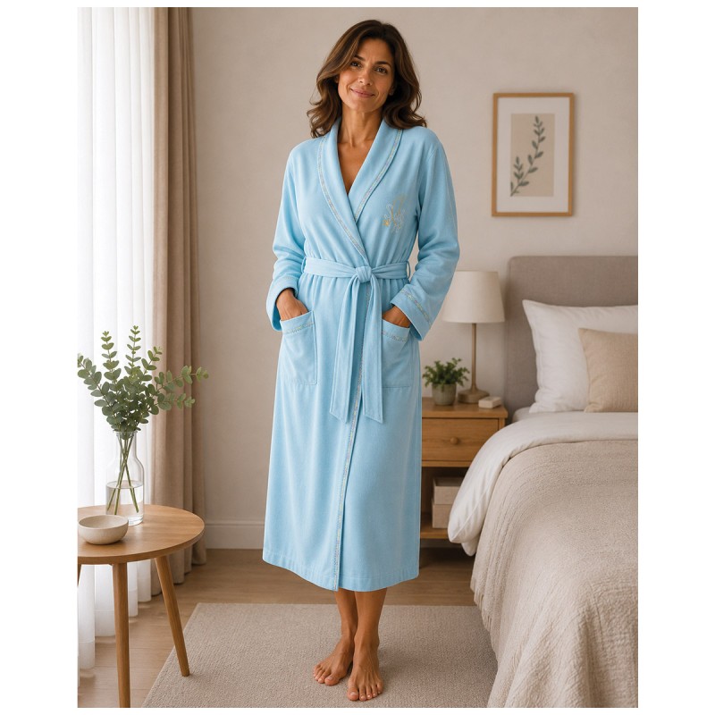 Long cotton dressing gown - Claire -...