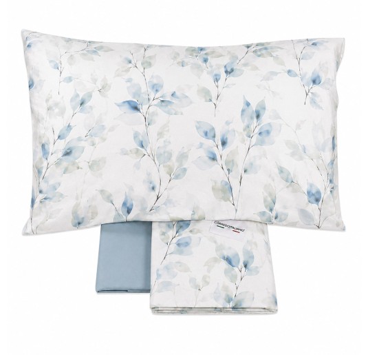 Double bed sheet set in percale with bedspread effect – Brezza Azzurra – Corredo Italiano 2