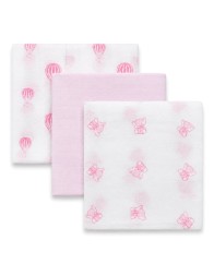 Baby girl gauze squares in pure cotton assorted pink prints