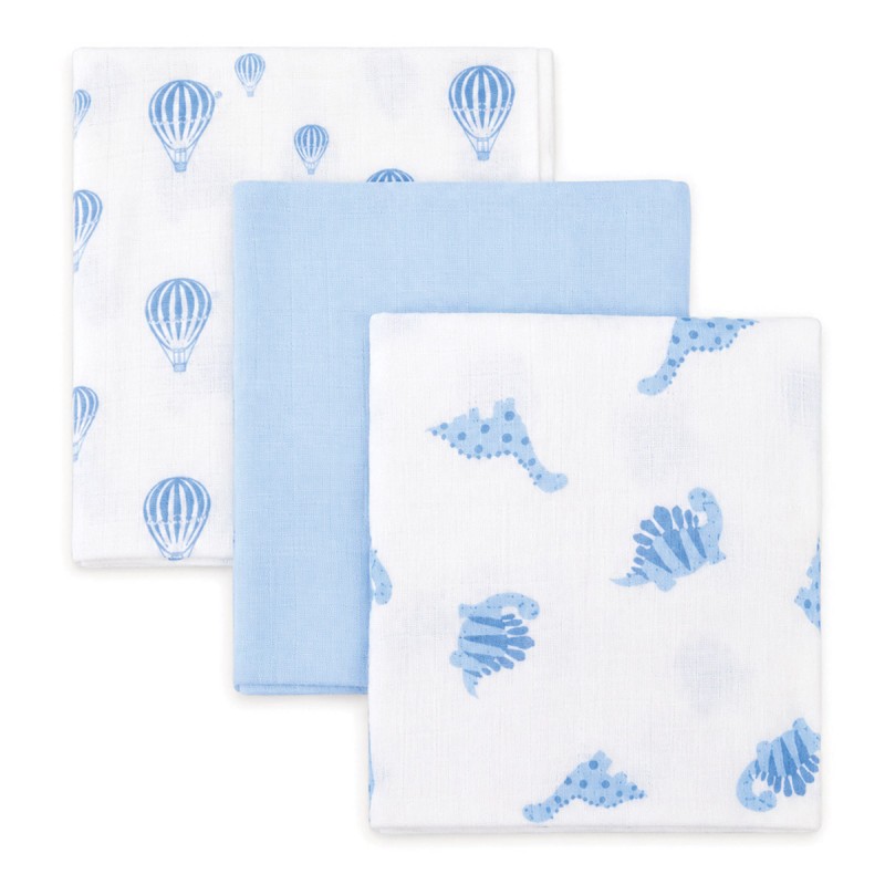 Baby gauze squares in pure cotton with assorted prints
