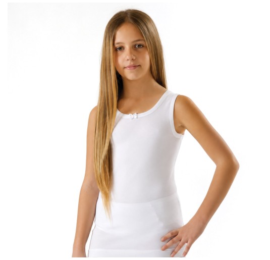 Set di 2 canottiere bambina in puro cotone spalla larga -...