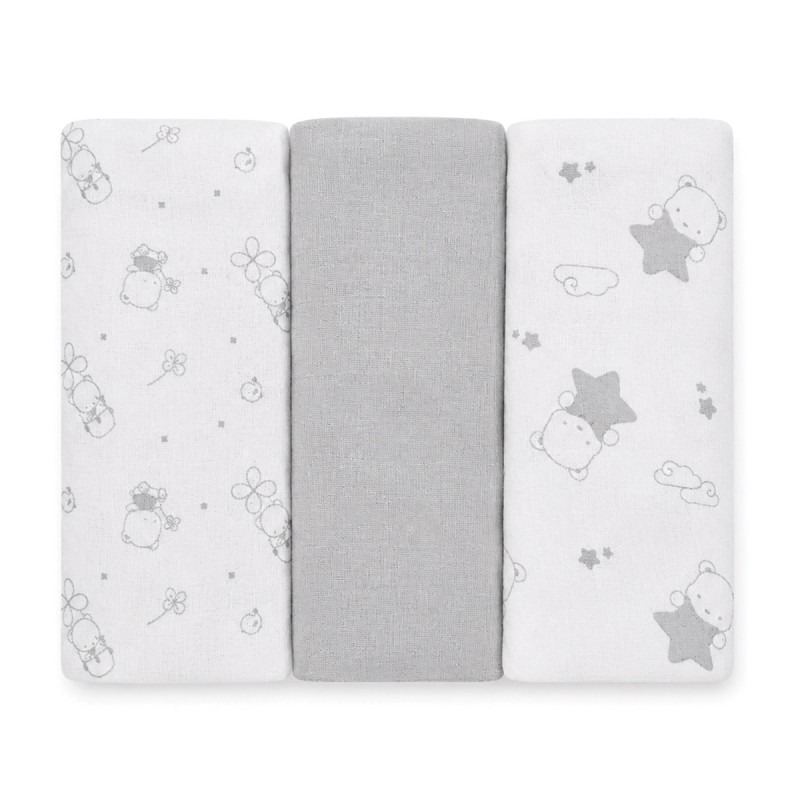 Set of 3 Pure Cotton Muslin Squares -...