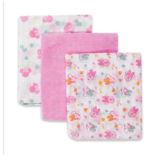 Set of 3 pure cotton muslin squares - Minnie WX6104B - Disney 2