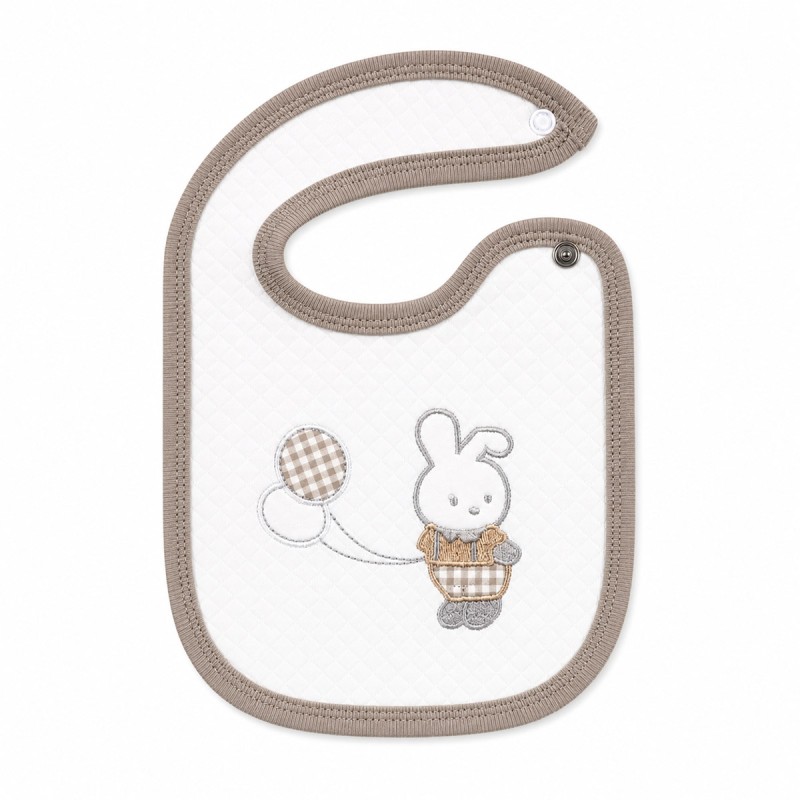 Bavetta ricamata con chiusura clip - Coniglietto - Irge Baby