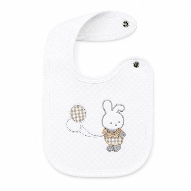 Embroidered Bib with Clip Closure - Bunny - Irge Baby