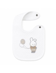 Bavetta ricamata con chiusura clip - Coniglietto - Irge Baby