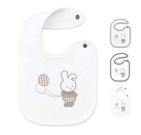 Embroidered Bib with Clip Closure - Bunny - Irge Baby