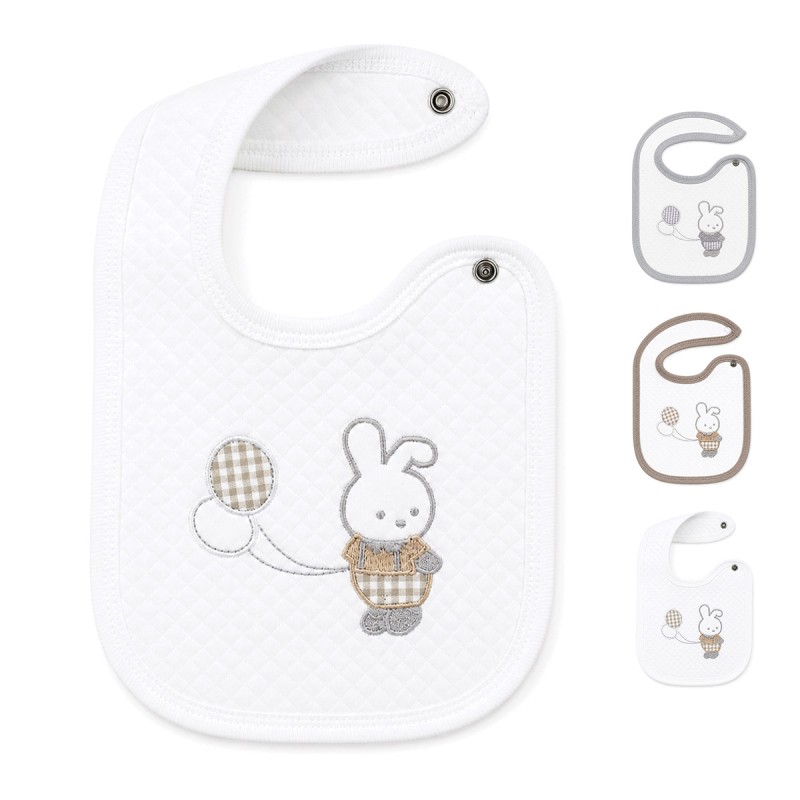Bavetta ricamata con chiusura clip - Coniglietto - Irge Baby