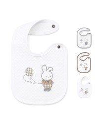 Embroidered Bib with Clip Closure - Bunny - Irge Baby