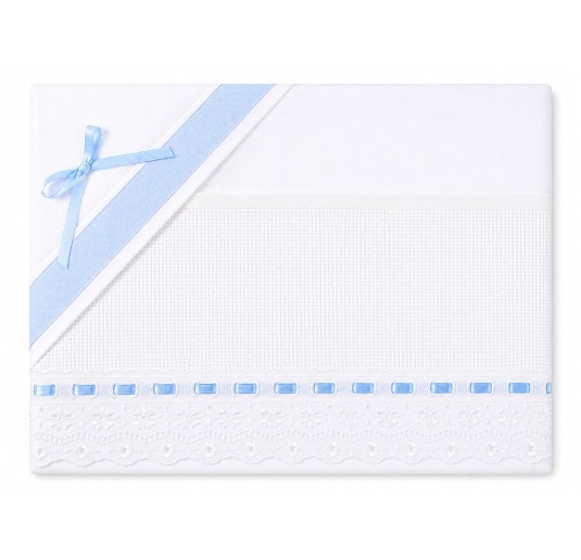 Set lenzuola lettino baby ricamabile con pizzo e nastro...