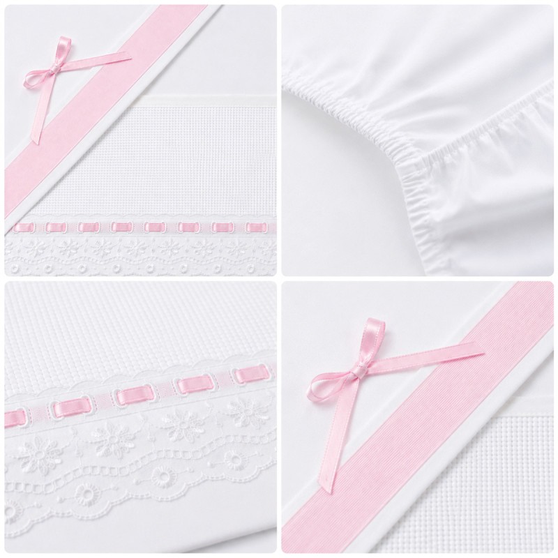 Set lenzuola lettino ricamabile con...