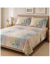 Double percale bed sheet set Mosaico with modern abstract pattern